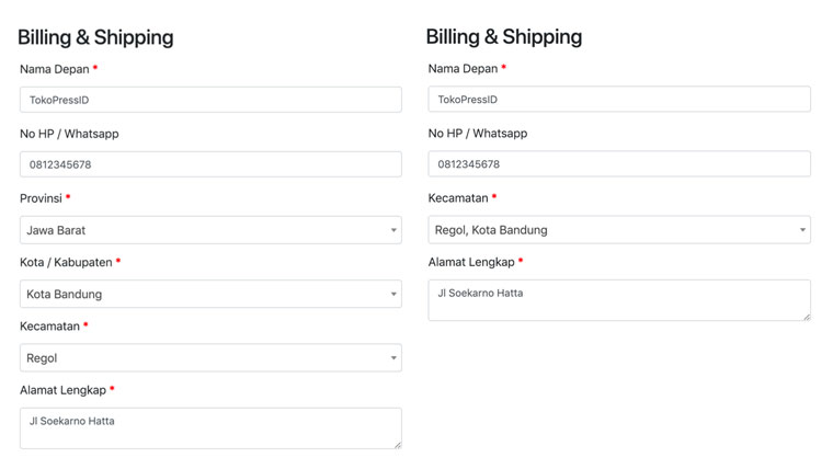 WooCommerce IndoOngkir - Mode Input Alamat