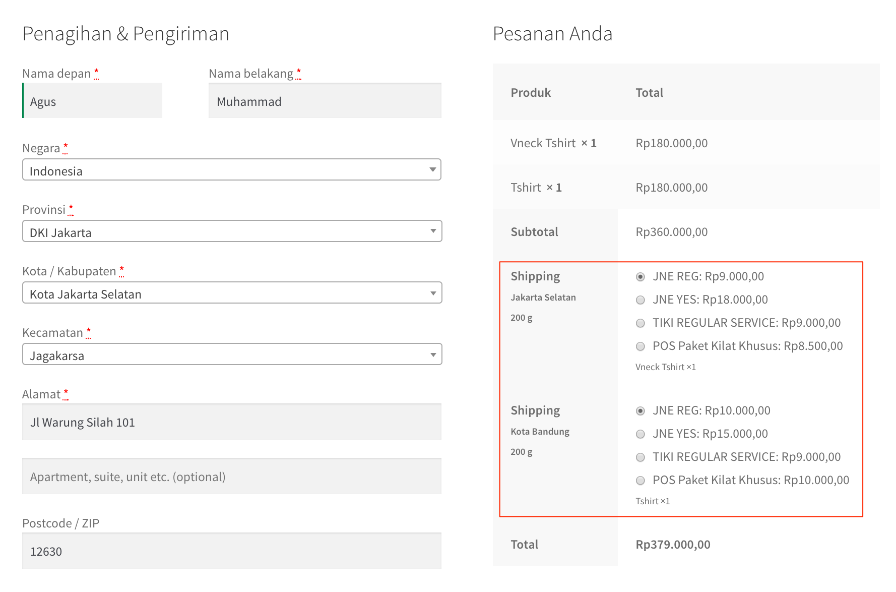 WooCommerce IndoOngkir - Multi Origin Shipping